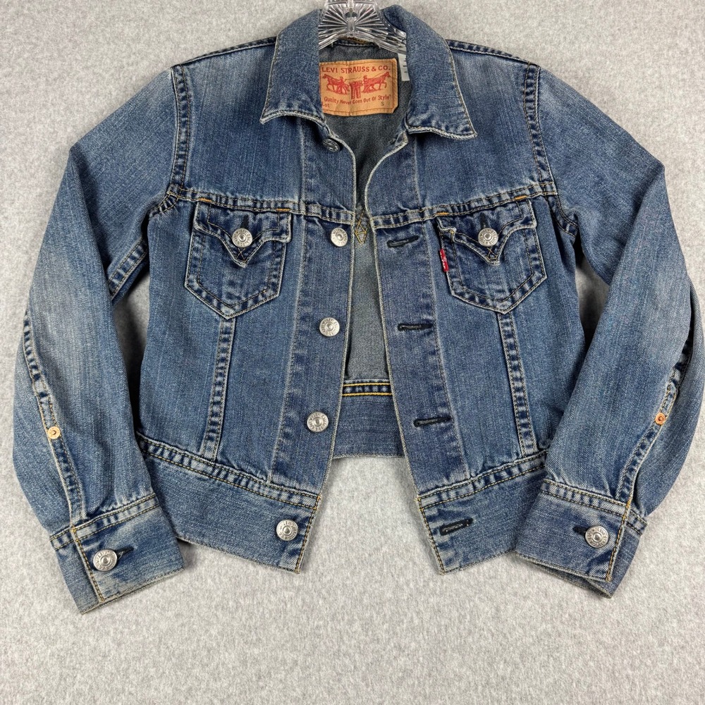 Levi's Type 1 Iconic Denim Jacket Womens S Y2K Western Cropped Trucker Blue